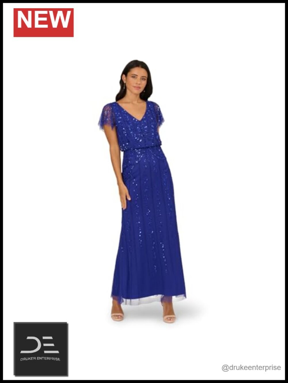 Beaded Blouson Long Dress